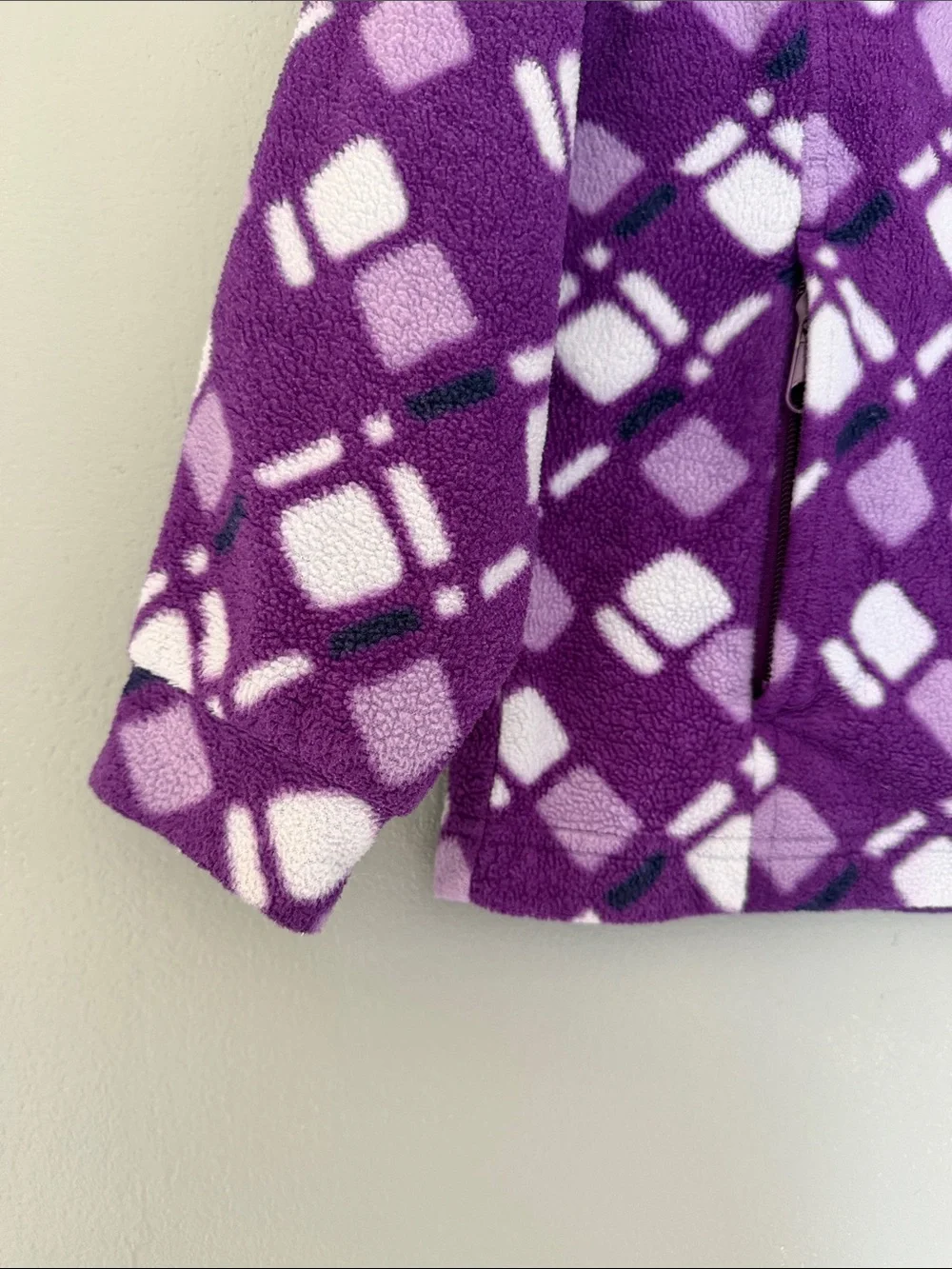 Columbia Girls Geometric Purple Patterned Full Zip Fleece Jacket Size 6